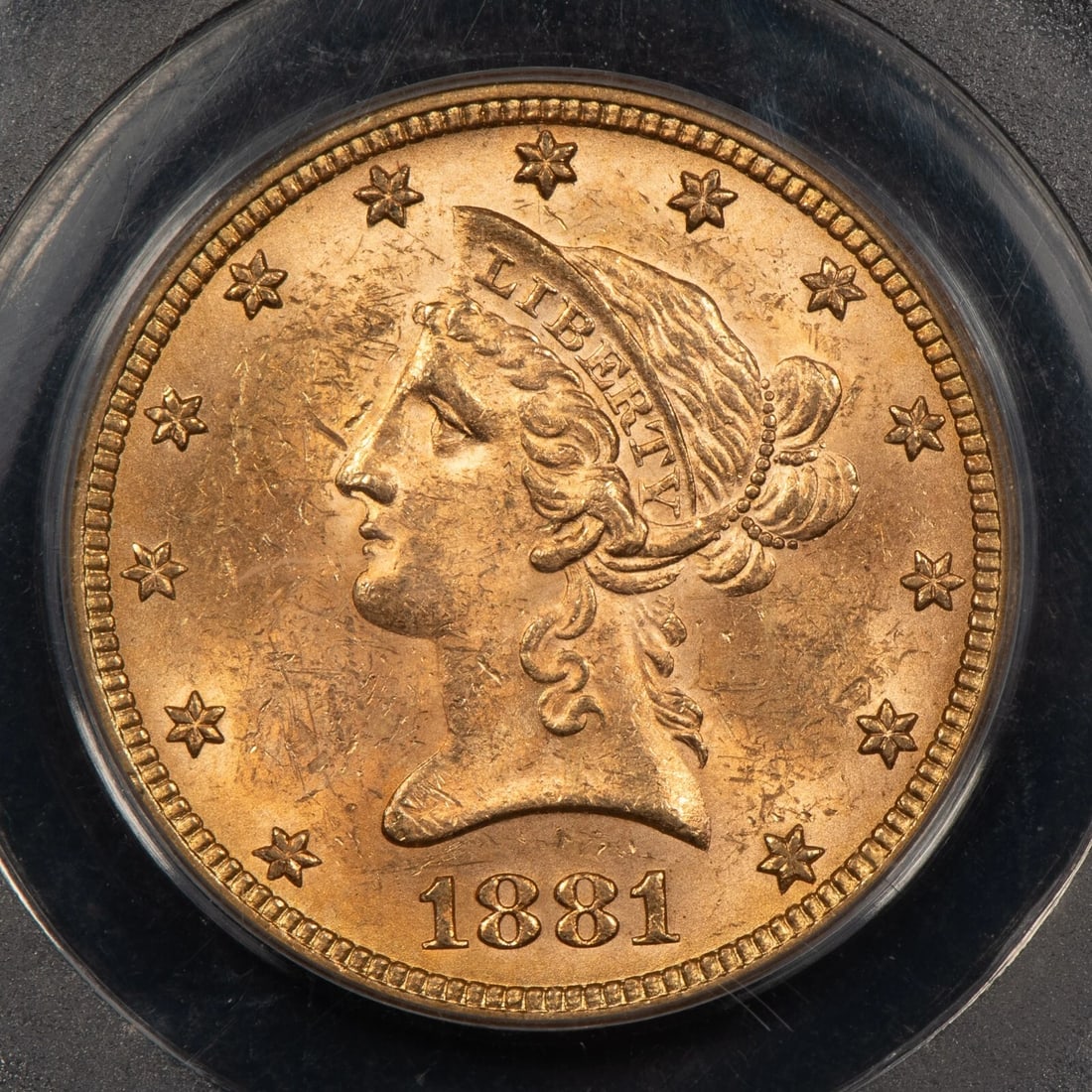 1881 G$10 LIBERTY HEAD GOLD EAGLE: 1881 G$10 Liberty Head Gold Eagle Brand/Mint: U.S. Mint Year: 1881 Fineness: 0.9 Country of Origin: United States Accessories: None Accessories Notice: When purchasing pre-owned goods, please refer