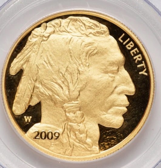 2009-W PROOF GOLD BUFFALO 1 OZ FS BISON LABEL: 2009-W Proof Gold Buffalo 1 oz FS Bison Label Year: 2009 Composition: GOLD Denomination: $50 Country of Origin: United States Accessories: None Accessories Notice: When purchasing pre-owned goods,