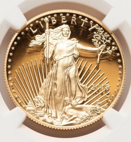 2018-W PROOF GOLD EAGLE 1/2 OZ ED MOY (1 of 2)