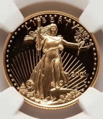 2001-W PROOF GOLD EAGLE 1/4 OZ RED BOOK: 2001-W Proof Gold Eagle 1/4 oz Red Book Year: 2001 Composition: GOLD Denomination: $10 Country of Origin: United States Accessories: None Accessories Notice: When purchasing pre-owned goods, please