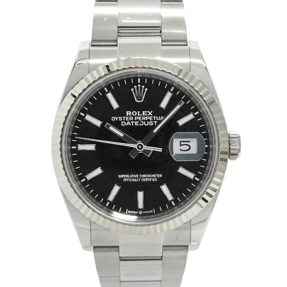ROLEX DATEJUST BLACK WATCH: Rolex Datejust Black Watch Brand: ROLEX Type/Style: Wristwatch Material: Case Material N/A Band Material N/A Color: Dial Color Black Size: Wrist Size 18cm Case Size 36mm Accessories: None Accessories