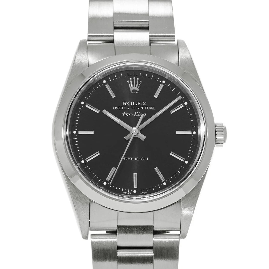ROLEX AIR KING BLACK WATCH: Rolex Air King Black Watch Brand: ROLEX Type/Style: Wristwatch Material: Band Material Stainless Case Material Sapphire Crystal Color: Dial Color Black Size: Wrist Size 19cm Case Size 34 x 34 mm