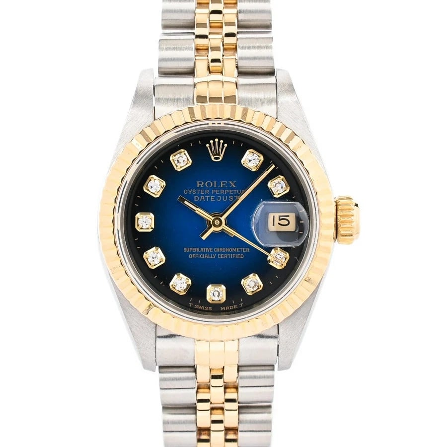 ROLEX DATEJUST BLUE WATCH: Rolex Datejust Blue Watch Brand: ROLEX Type/Style: Wristwatch Material: Band Material Stainless Steel/Yellow Gold/ Case Material N/A Color: Dial Color Blue Size: Wrist Size 16.5cm Case Size 26mm