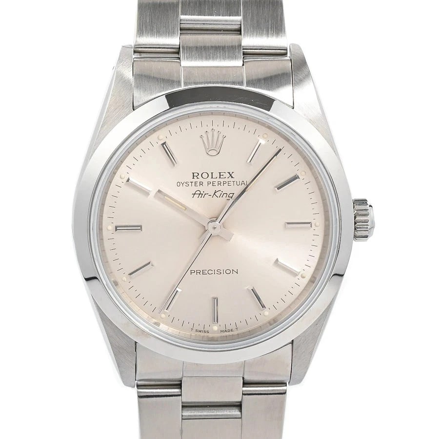 ROLEX AIR KING SILVER WATCH: Rolex Air King Silver Watch Brand: ROLEX Type/Style: Wristwatch Material: Case Material N/A Band Material Stainless Steel Color: Dial Color Silver Size: Wrist Size 18cm Case Size 34mm Accessories: