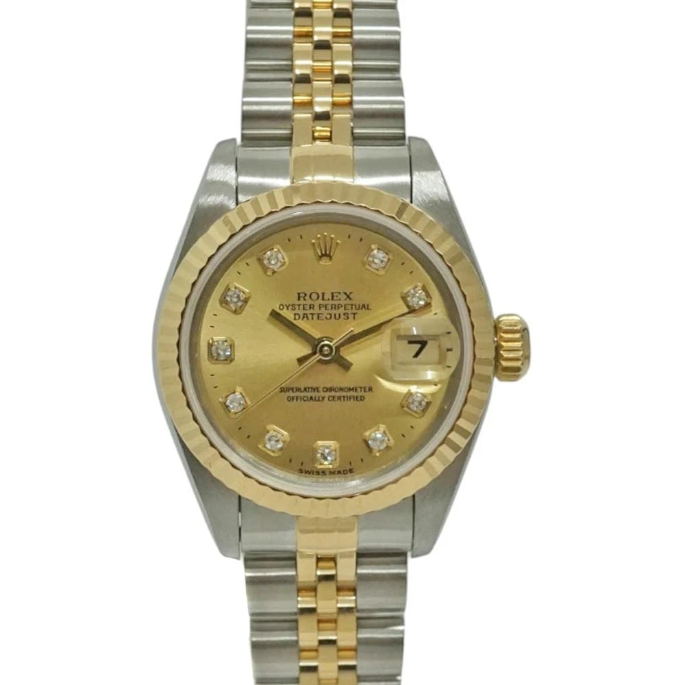 ROLEX DATEJUST GOLD WATCH: Rolex Datejust Gold Watch Brand: ROLEX Type/Style: Wristwatch Material: Case Material N/A Band Material N/A Color: Dial Color Gold Size: Wrist Size 18.0cm Case Size 26mm Accessories: None Accessories