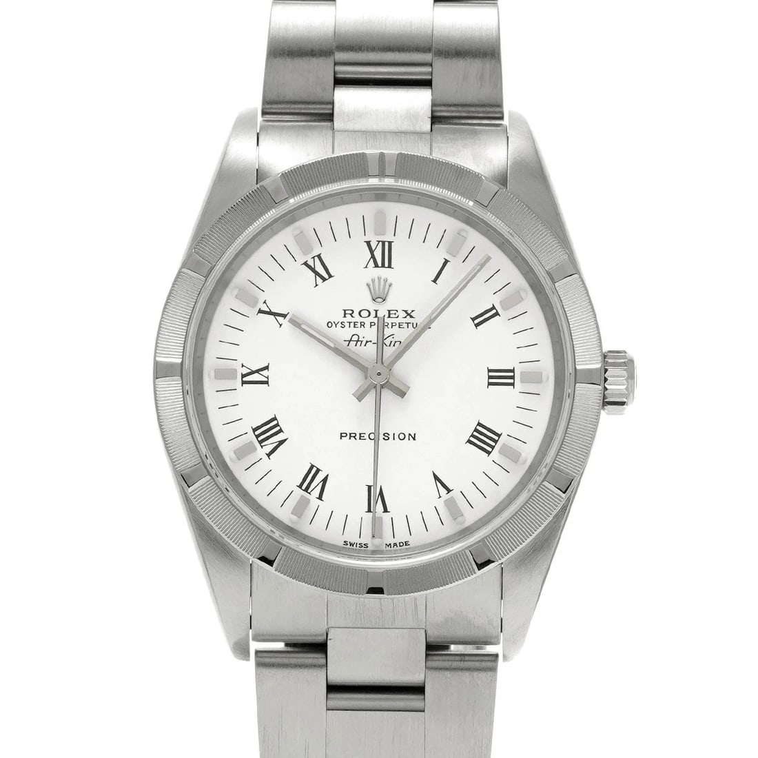 ROLEX AIR KING WHITE WATCH: Rolex Air King White Watch Brand: ROLEX Type/Style: Wristwatch Material: Band Material Stainless Case Material Sapphire Crystal Color: Dial Color White Size: Wrist Size 18cm Case Size 34 x 34 mm A