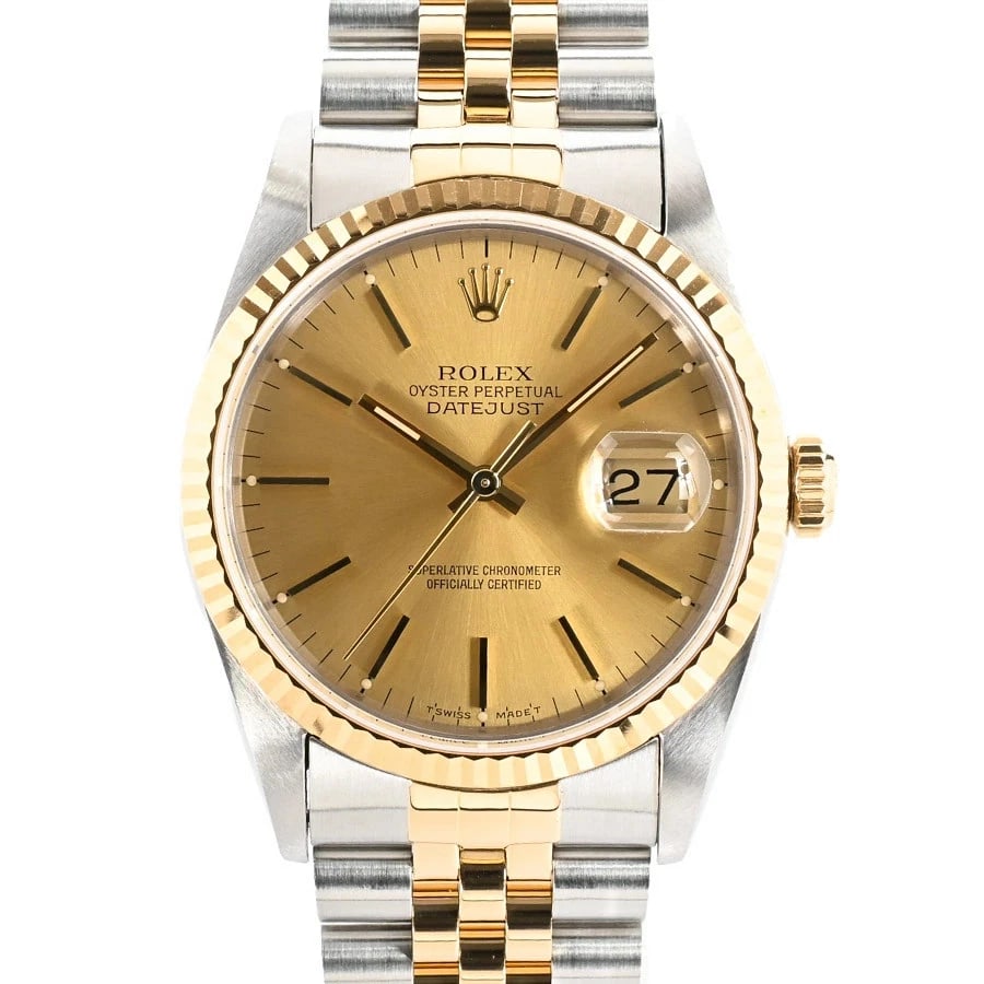 ROLEX YELLOW WATCH: Rolex Yellow Watch Brand: ROLEX Type/Style: Wristwatch Material: Band Material Stainless Steel/Yellow Gold/ Case Material N/A Color: Dial Color Yellow Size: Wrist Size 18.5cm Case Size 36mm Access