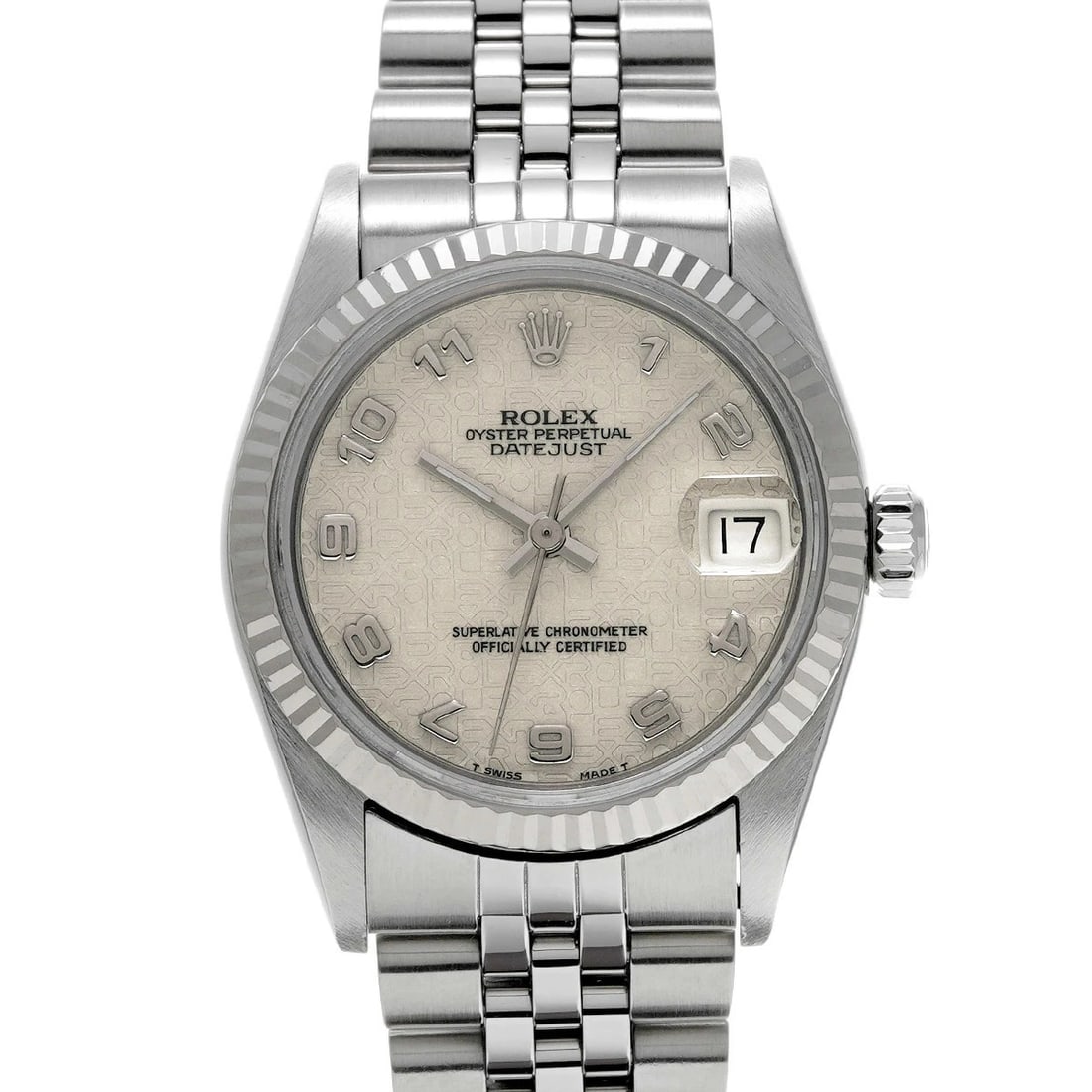 ROLEX DATEJUST IVORY WATCH: Rolex Datejust Ivory Watch Brand: ROLEX Type/Style: Wristwatch Material: Band Material Stainless Case Material Sapphire Crystal Color: Dial Color Ivory Size: Wrist Size 15.5cm Case Size 31 x 31 mm