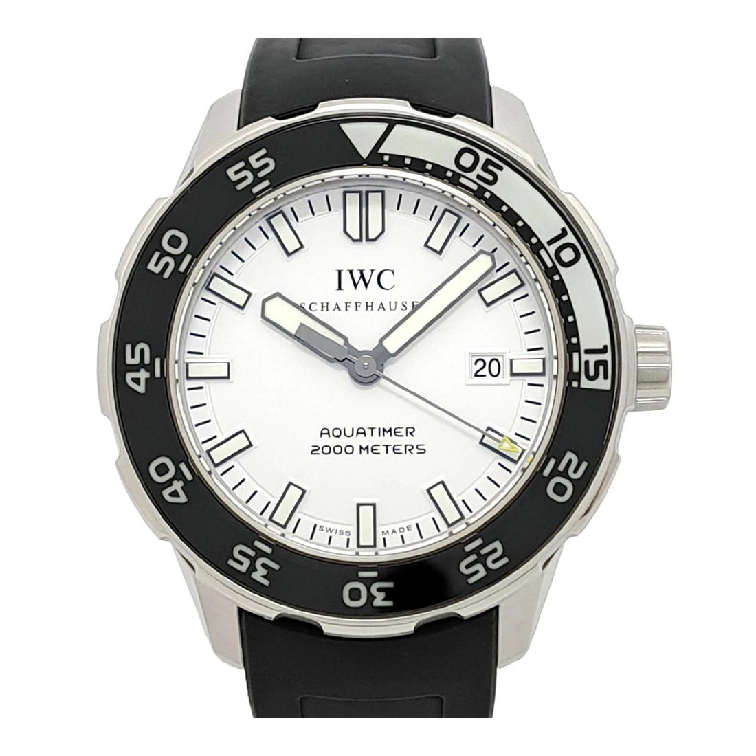 IWC WHITE WATCH: Iwc White Watch Brand: IWC Type/Style: Wristwatch Material: Case Material N/A Band Material Stainless Steel Color: Dial Color White Size: Wrist Size 16cm?19.5cm Case Size 44mm Accessories: None