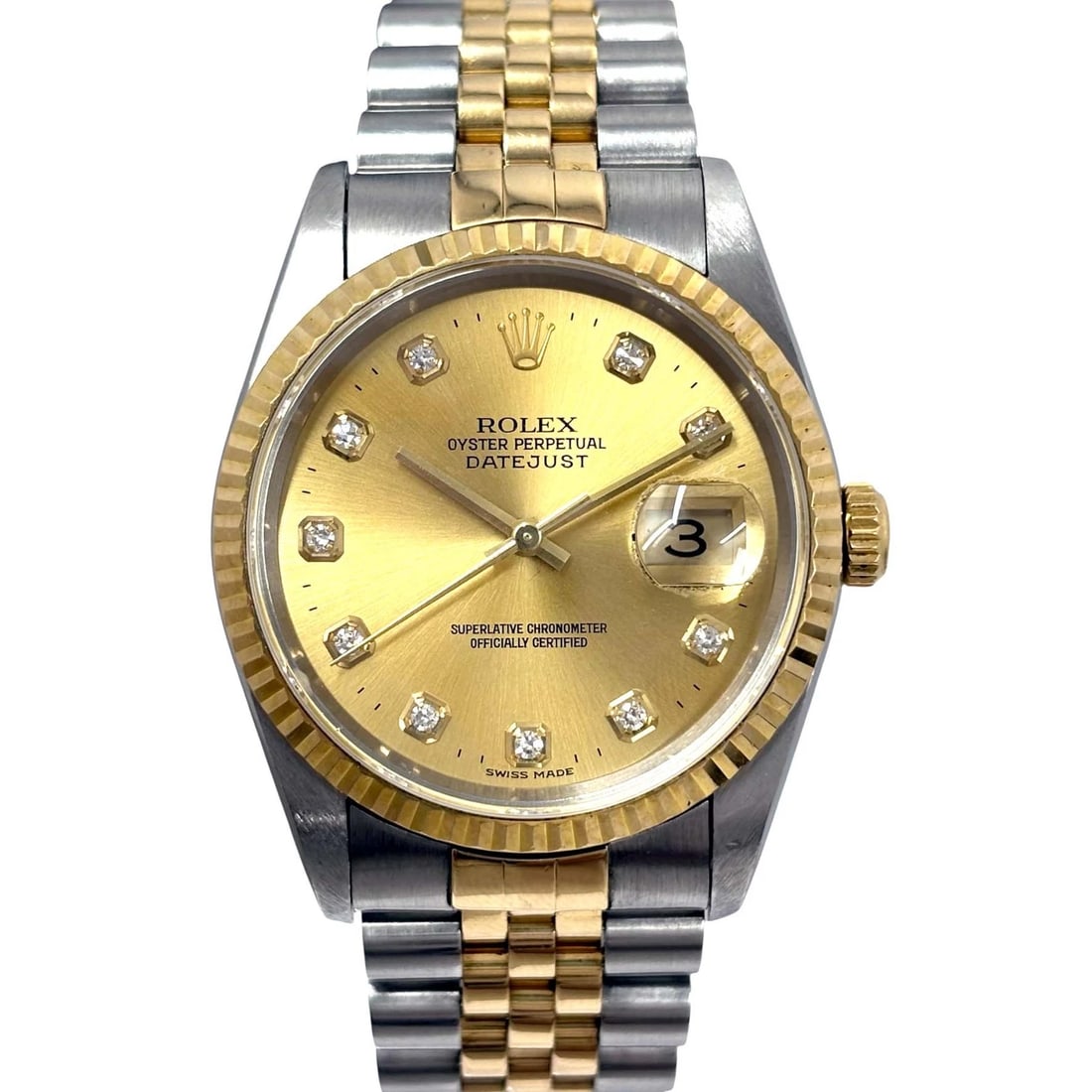 ROLEX DATEJUST GOLD WATCH: Rolex Datejust Gold Watch Brand: ROLEX Type/Style: Wristwatch Material: Case Material N/A Band Material N/A Color: Dial Color Gold Size: Wrist Size 17.5cm Case Size 36mm Accessories: None Accessories
