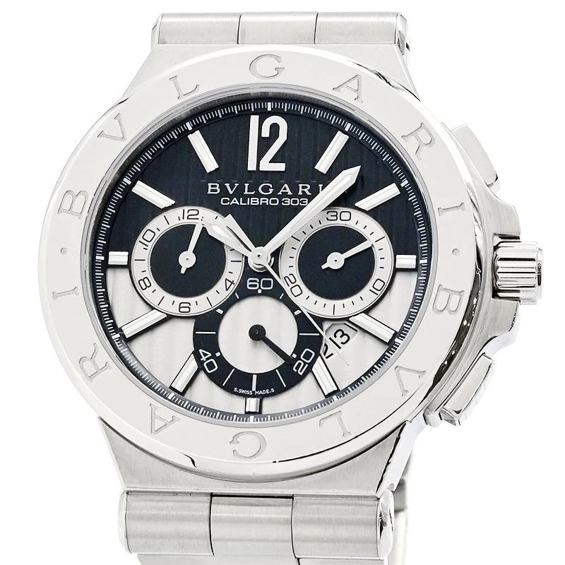 BVLGARI DIAGONO CALIBRO BLACK WATCH: Bvlgari Diagono Calibro Black Watch Brand: BVLGARI Type/Style: Wristwatch Material: Case Material N/A Band Material Stainless Steel Color: Dial Color Black Size: Wrist Size 18.0cm Case Size 42mm