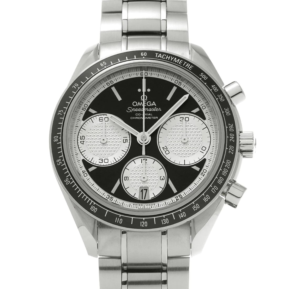 OMEGA SPEEDMASTER RACING CO-AXIAL WATCH: Omega Speedmaster Racing Co-Axial Watch Brand: OMEGA Type/Style: Wristwatch Material: Band Material Stainless Case Material Sapphire Crystal Color: Dial Color Black Size: Wrist Size 20cm Case Size 40