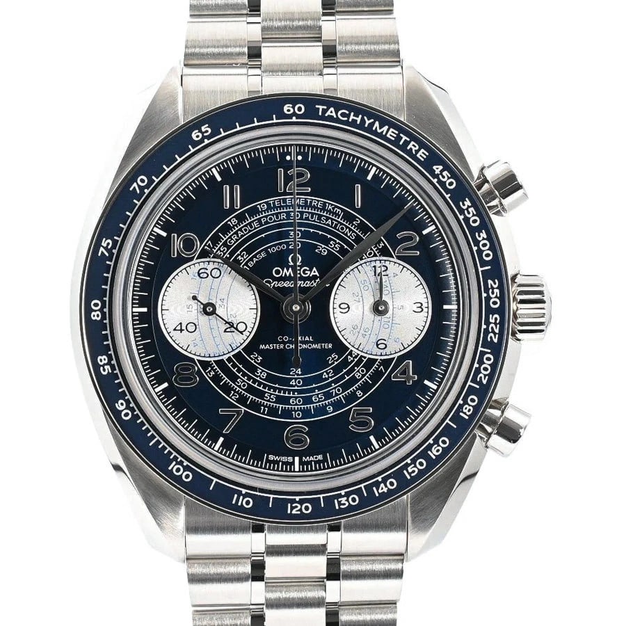OMEGA SPEEDMASTER CHRONOSCOPE BLUE WATCH: Omega Speedmaster Chronoscope Blue Watch Brand: OMEGA Type/Style: Wristwatch Material: Case Material N/A Band Material Stainless Steel Color: Dial Color Blue Size: Wrist Size 20cm Case Size 43mm