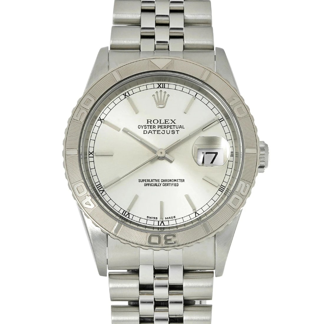 ROLEX DATEJUST THUNDERBIRD SILVER WATCH: Rolex Datejust Thunderbird Silver Watch Brand: ROLEX Type/Style: Wristwatch Material: Band Material Stainless Case Material Sapphire Crystal Color: Dial Color Silver Size: Wrist Size 18.5cm Case Size