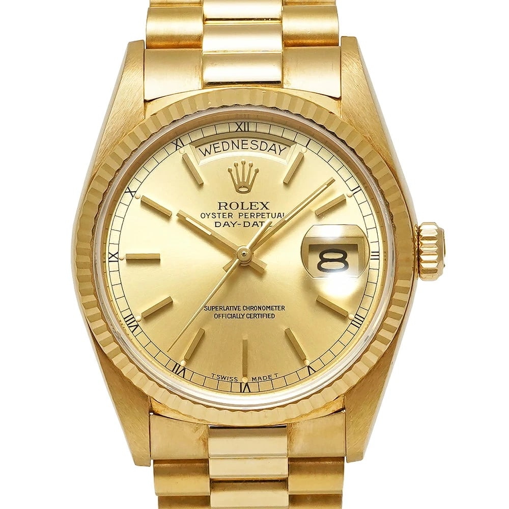 ROLEX DATE GOLD WATCH: Rolex Date Gold Watch Brand: ROLEX Type/Style: Wristwatch Material: Band Material 18K Yellow Gold Case Material N/A Color: Dial Color Gold Size: Case Size 36mm x 36mm Accessories: None Accessories