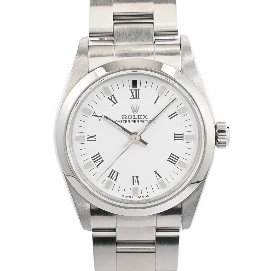 ROLEX OYSTER PERPETUAL BLACK WATCH: Rolex Oyster Perpetual Black Watch Brand: ROLEX Type/Style: Wristwatch Material: Case Material N/A Band Material Stainless Steel Color: Dial Color Size: Wrist Size 17.5cm Case Size 31mm Accessories: