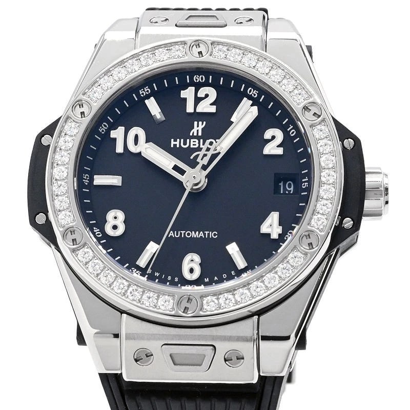 HUBLOT BIG BANG WATCH: Hublot Big Bang Watch Brand: HUBLOT Type/Style: Wristwatch Material: Band Material Stainless Steel Diamond Rubber Strap Case Material N/A Color: Dial Color Black Size: Wrist Size 18.0cm Case Size 39mm