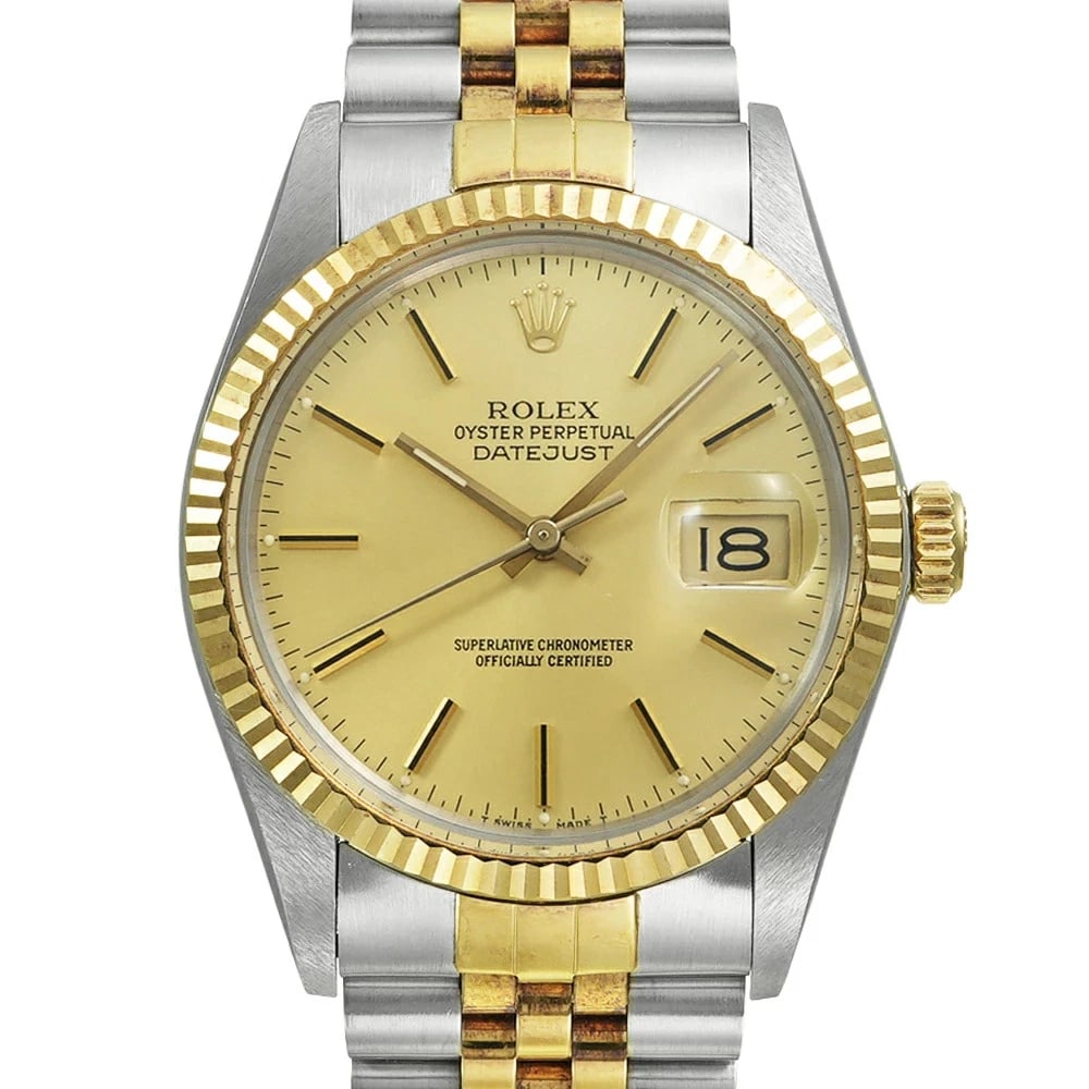 ROLEX DATEJUST GOLD WATCH: Rolex Datejust Gold Watch Brand: ROLEX Type/Style: Wristwatch Material: Band Material Stainless Steel X Yellow Gold Case Material N/A Color: Dial Color Gold Size: Case Size 36mm x 36mm Accessories: