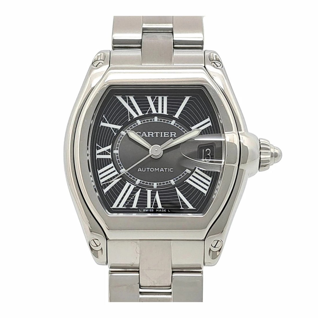 CARTIER BLACK WATCH: Cartier Black Watch Brand: CARTIER Type/Style: Wristwatch Material: Case Material N/A Band Material Stainless Steel Color: Dial Color Black Size: Wrist Size 21.5cm Case Size 38mm x 44mm (including