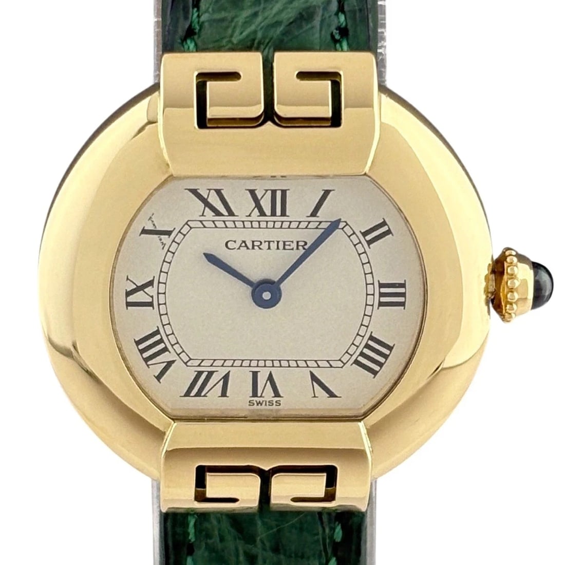 CARTIER ELLIPSE IVORY WATCH: Cartier Ellipse Ivory Watch Brand: CARTIER Type/Style: Wristwatch Material: Band Material Yg, Leather Case Material Sapphire Crystal Color: Dial Color Size: Case Size 25mm Accessories: None