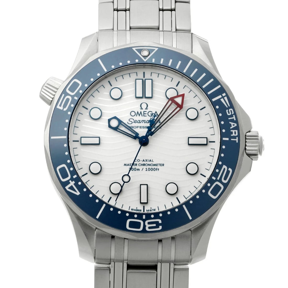 OMEGA WATCH WHITE WATCH: Omega Watch White Watch Brand: OMEGA Type/Style: Wristwatch Material: Band Material Stainless Case Material Sapphire Crystal Color: Dial Color White Size: Wrist Size 20.5cm Case Size 42 x 42 mm