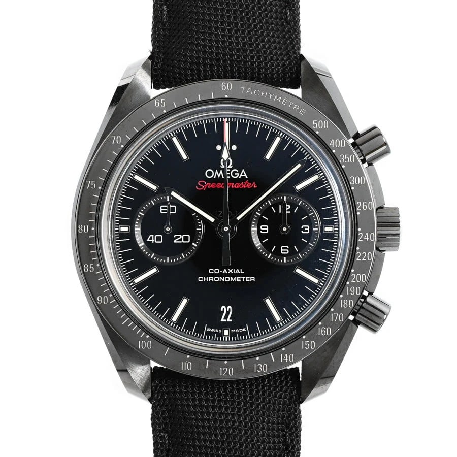 OMEGA WATCH BLACK WATCH: Omega Watch Black Watch Brand: OMEGA Type/Style: Wristwatch Material: Band Material Ceramic/Leather Strap Case Material N/A Color: Dial Color Black Size: Case Size 44.25mm Accessories: None