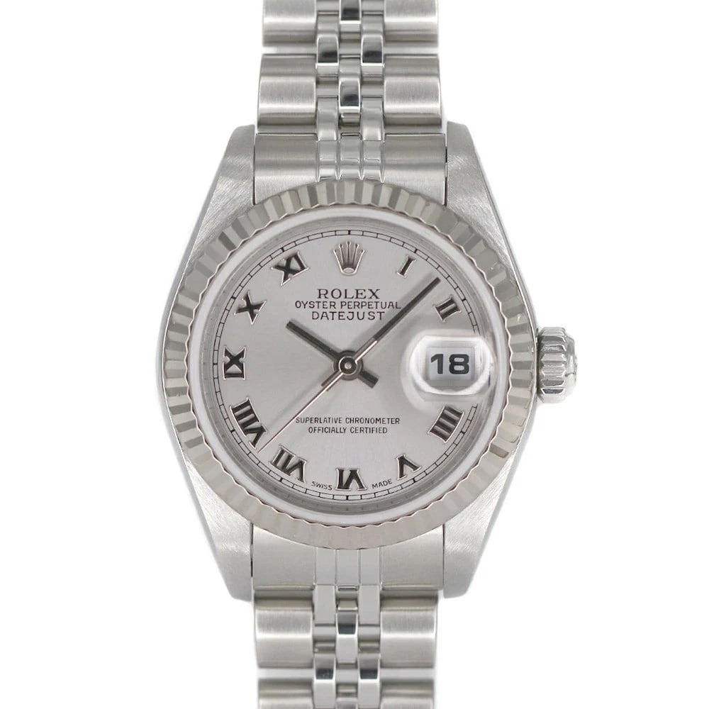 ROLEX DATEJUST SILVER WATCH: Rolex Datejust Silver Watch Brand: ROLEX Type/Style: Wristwatch Material: Case Material N/A Band Material N/A Color: Dial Color Silver Size: Wrist Size 15.5cm Case Size 26mm Accessories: None