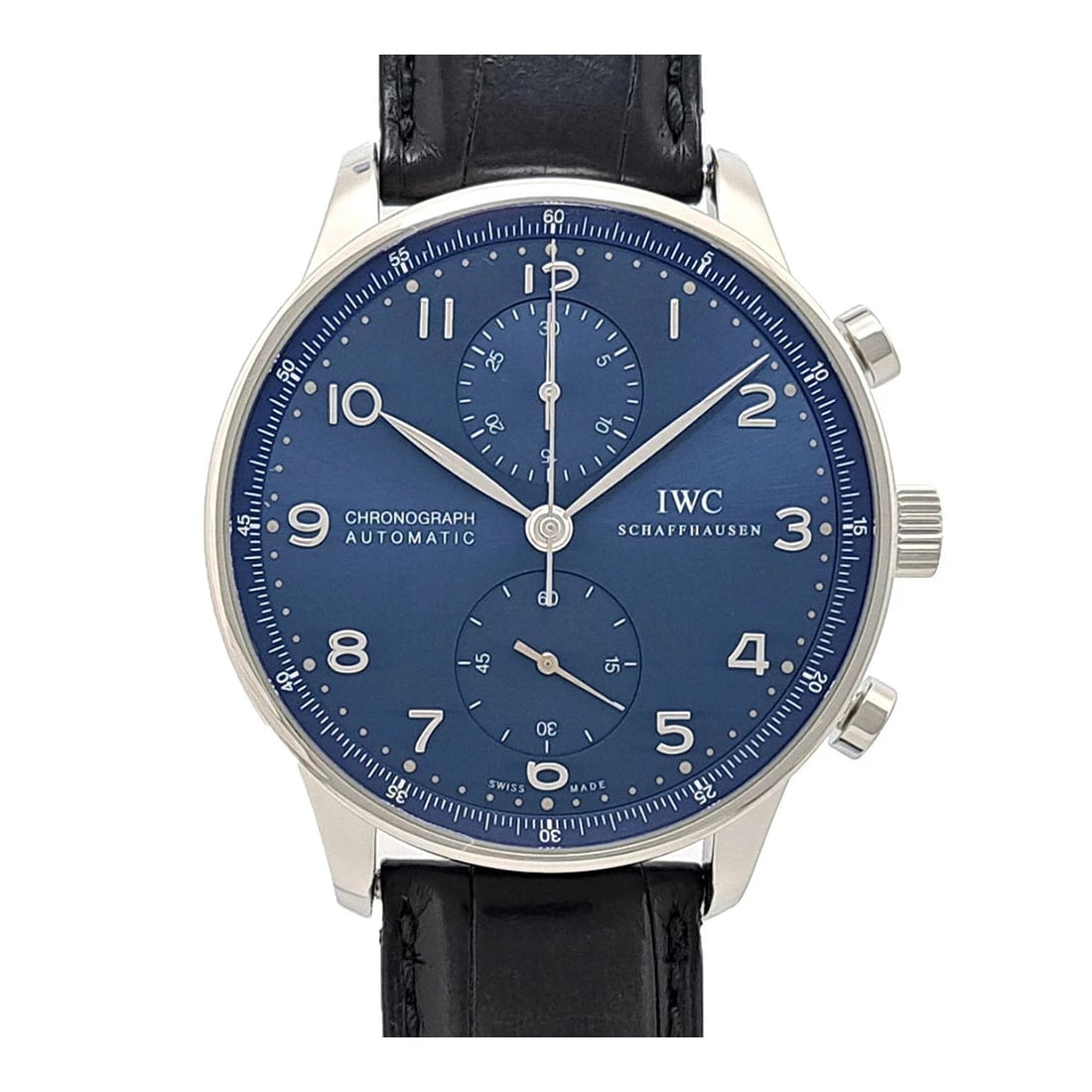 IWC BLUE WATCH: Iwc Blue Watch Brand: IWC Type/Style: Wristwatch Material: Case Material N/A Band Material Stainless Steel Color: Dial Color Blue Size: Wrist Size 14.5cm?18.5cm Case Size 41mm Accessories: None