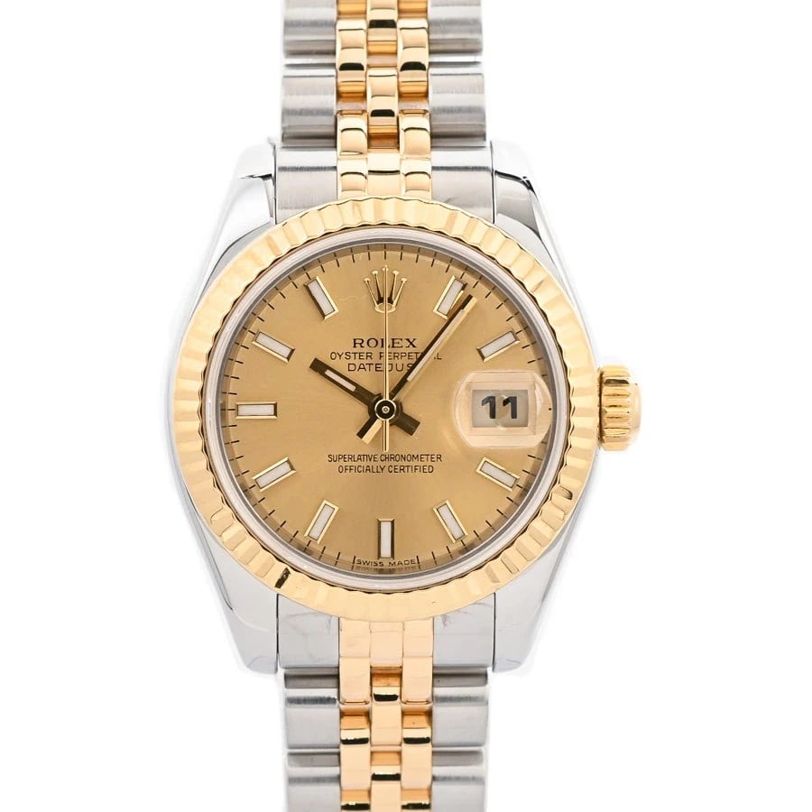ROLEX YELLOW WATCH: Rolex Yellow Watch Brand: ROLEX Type/Style: Wristwatch Material: Band Material Stainless Steel/Yellow Gold/ Case Material N/A Color: Dial Color Size: Wrist Size 16cm Case Size 26mm Accessories: No