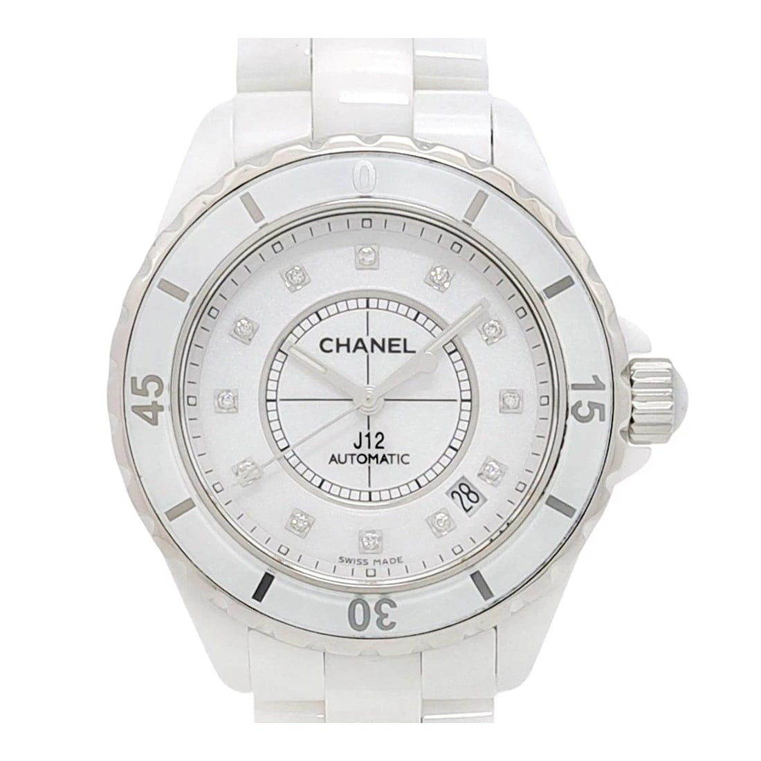 CHANEL WHITE WATCH: Chanel White Watch Brand: CHANEL Type/Style: Wristwatch Material: Band Material White Ceramic Case Material N/A Color: Dial Color White Size: Wrist Size 18cm Case Size 38mm Accessories: None <