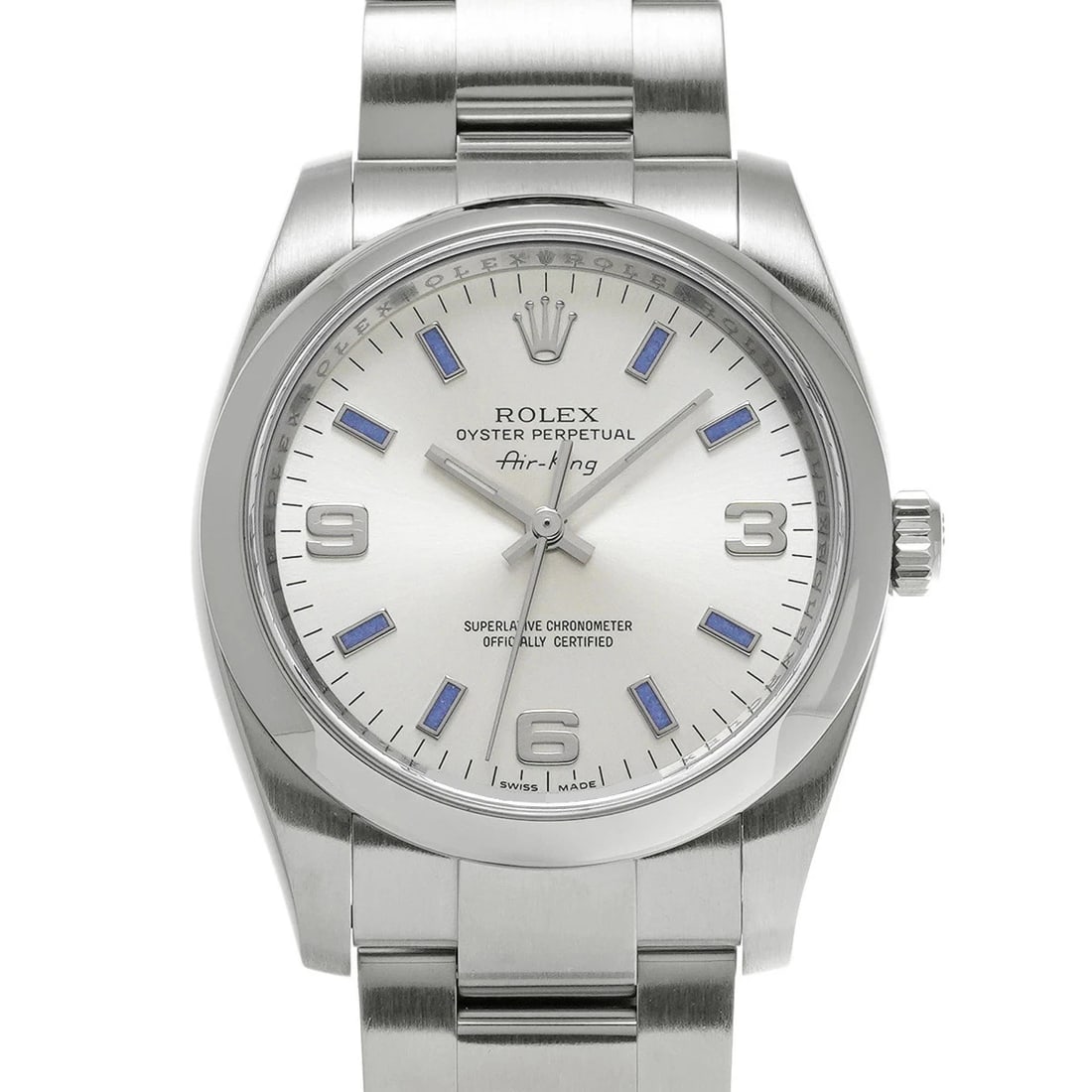 ROLEX AIR KING SILVER WATCH: Rolex Air King Silver Watch Brand: ROLEX Type/Style: Wristwatch Material: Band Material Stainless Case Material Sapphire Crystal Color: Dial Color Silver Size: Wrist Size 18.5cm Case Size 34x34mm