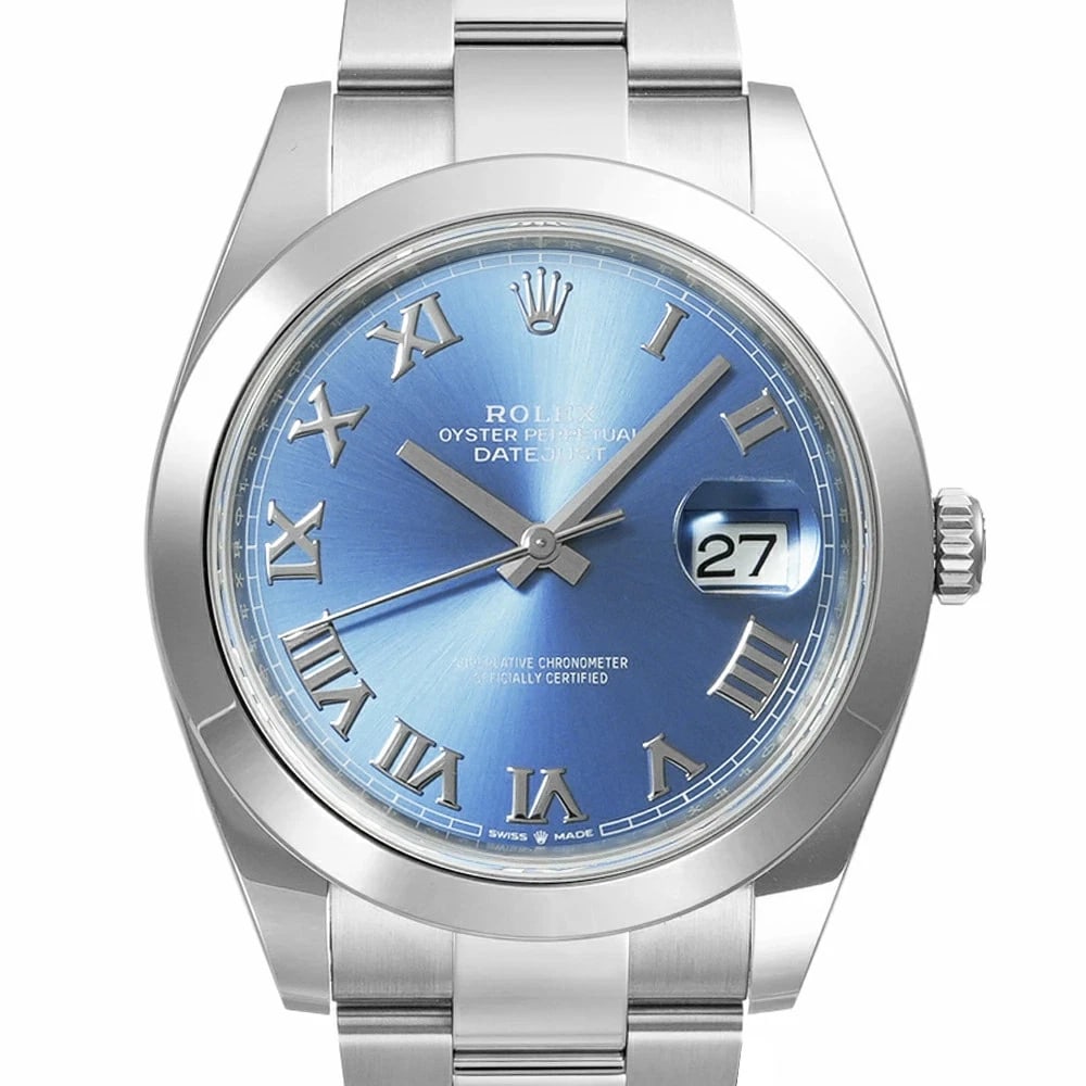 ROLEX DATEJUST BLUE WATCH: Rolex Datejust Blue Watch Brand: ROLEX Type/Style: Wristwatch Material: Case Material N/A Band Material Stainless Steel Color: Dial Color Blue Size: Case Size 41mm x 41mm Accessories: None