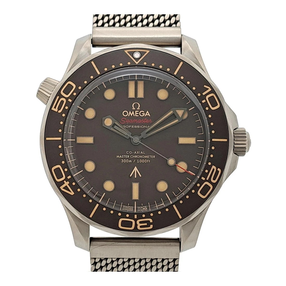 OMEGA BROWN WATCH: Omega Brown Watch Brand: OMEGA Type/Style: Wristwatch Material: Band Material Titanium Case Material N/A Color: Dial Color Brown Size: Wrist Size 20.5cm Case Size 42mm Accessories: None Accessories
