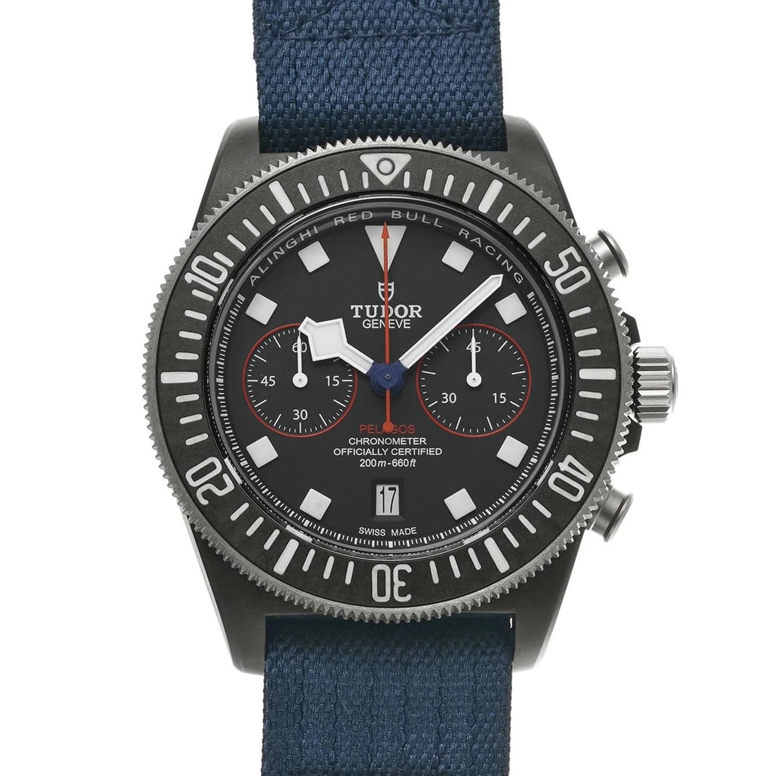 TUDOR PELAGOS CHRONO BLUE WATCH: Tudor Pelagos Chrono Blue Watch Brand: TUDOR Type/Style: Wristwatch Material: Band Material Carbon Case Material Sapphire Crystal Color: Dial Color Size: Case Size 43 x 43 mm Accessories: None