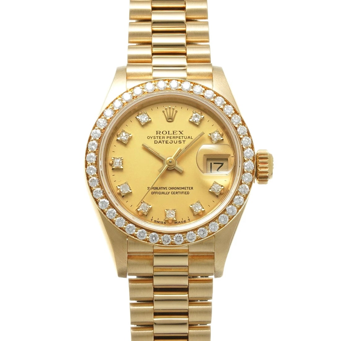 ROLEX DATEJUST WATCH: Rolex Datejust Watch Brand: ROLEX Type/Style: Wristwatch Material: Band Material Yellow Gold Case Material Sapphire Crystal Color: Dial Color Size: Wrist Size 16.5cm Case Size 26 x 26 mm Accessories: