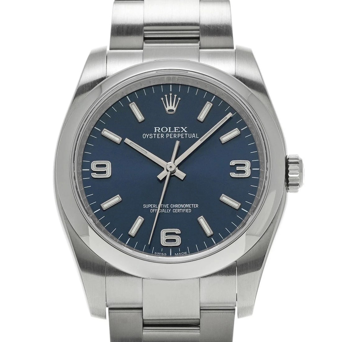 ROLEX OYSTER PERPETUAL BLUE WATCH: Rolex Oyster Perpetual Blue Watch Brand: ROLEX Type/Style: Wristwatch Material: Band Material Stainless Case Material Sapphire Crystal Color: Dial Color Blue Size: Wrist Size 18.5cm Case Size 36 x 36