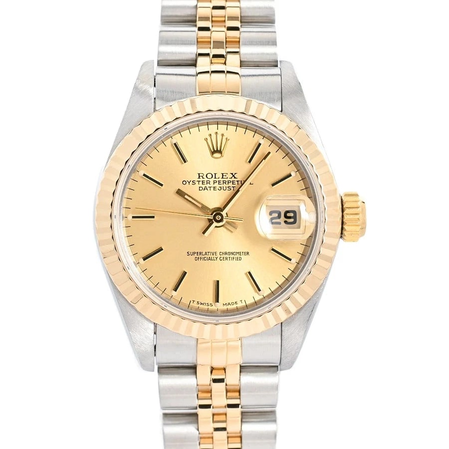 ROLEX DATEJUST YELLOW WATCH: Rolex Datejust Yellow Watch Brand: ROLEX Type/Style: Wristwatch Material: Band Material Stainless Steel/Yellow Gold/ Case Material N/A Color: Dial Color Size: Wrist Size 16.5cm Case Size 26mm