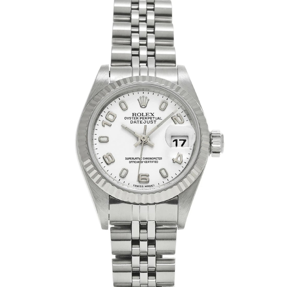 ROLEX DATEJUST WHITE WATCH: Rolex Datejust White Watch Brand: ROLEX Type/Style: Wristwatch Material: Band Material Stainless Case Material Sapphire Crystal Color: Dial Color White Size: Wrist Size 16.5cm Case Size 26 x 26 mm