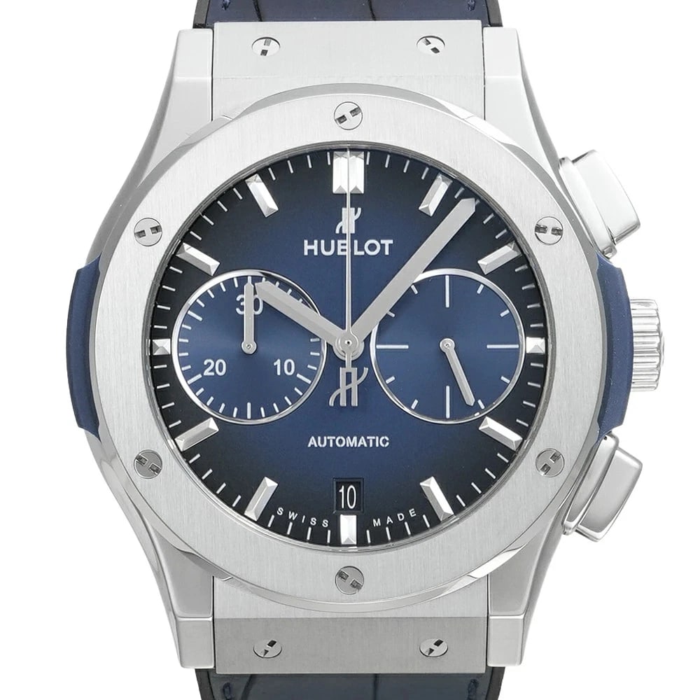 HUBLOT CLASSIC FUSION BLUE WATCH: Hublot Classic Fusion Blue Watch Brand: HUBLOT Type/Style: Wristwatch Material: Band Material Titanium Case Material N/A Color: Dial Color Blue Size: Case Size 45mm x 45mm Accessories: None