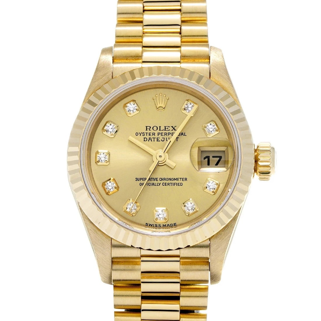 ROLEX DATEJUST WATCH: Rolex Datejust Watch Brand: ROLEX Type/Style: Wristwatch Material: Band Material Yellow Gold Case Material Sapphire Crystal Color: Dial Color Size: Wrist Size 16.5cm Case Size 26 x 26 mm Accessories: