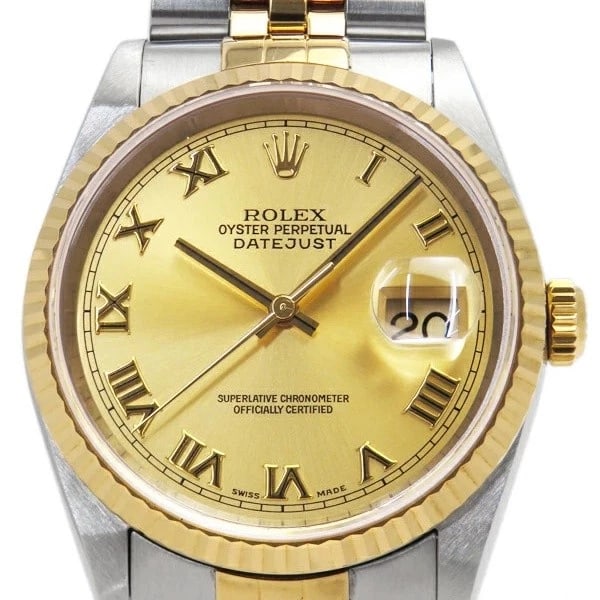 ROLEX DATEJUST GOLD WATCH: Rolex Datejust Gold Watch Brand: ROLEX Type/Style: Wristwatch Material: Case Material N/A Band Material N/A Color: Dial Color Gold Size: Wrist Size 18.5cm Case Size 36mm Accessories: None