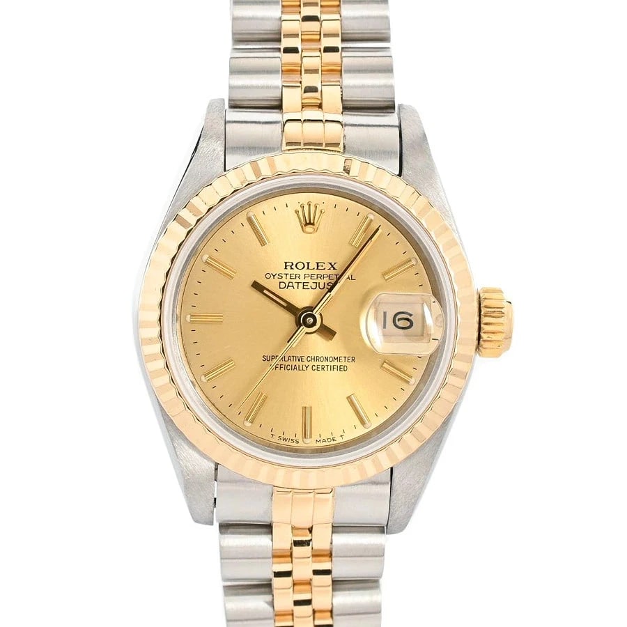 ROLEX OYSTER PERPETUAL DATE YELLOW WATCH: Rolex Oyster Perpetual Date Yellow Watch Brand: ROLEX Type/Style: Wristwatch Material: Band Material Stainless Steel/Yellow Gold/ Case Material N/A Color: Dial Color Yellow Size: Wrist Size 16cm Case
