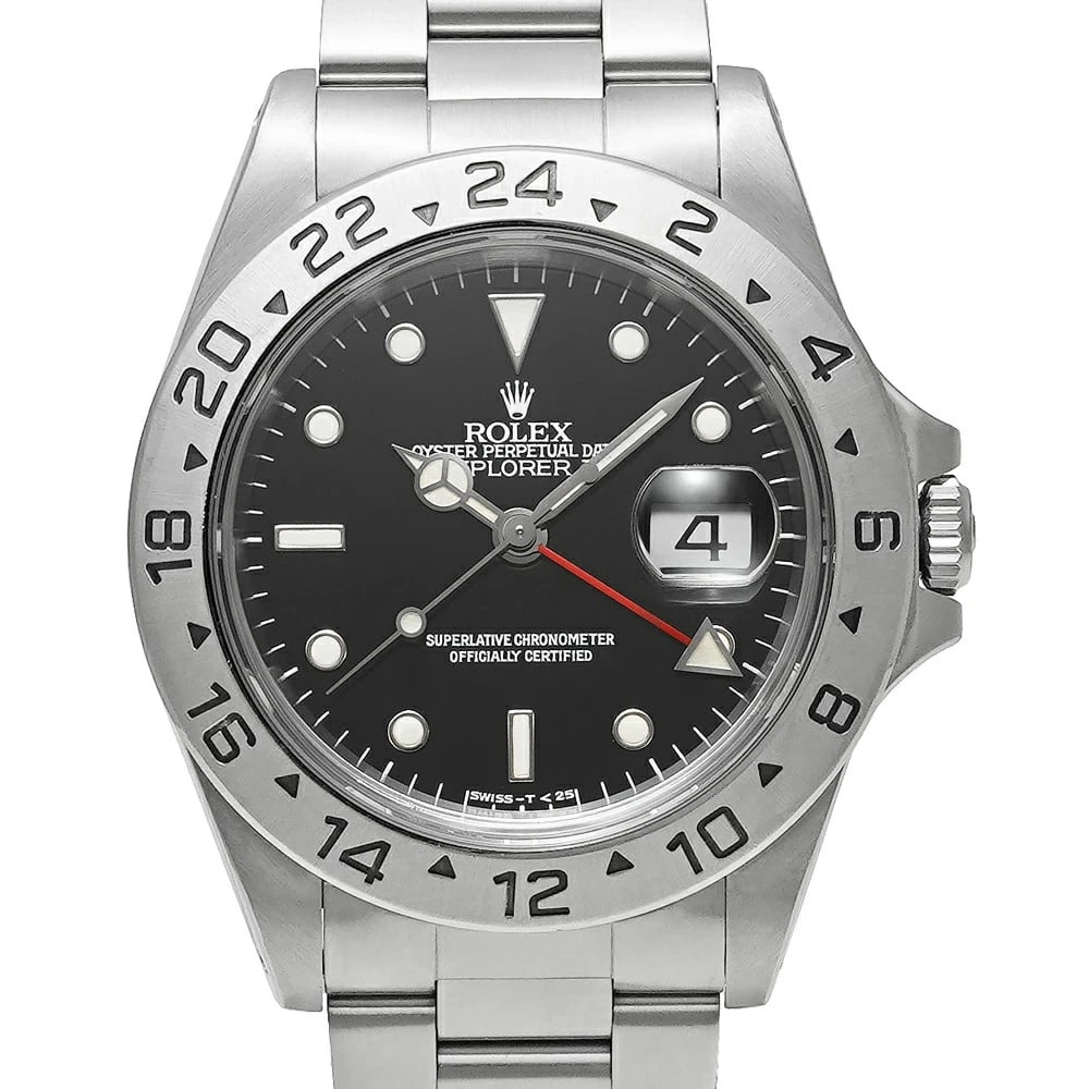 ROLEX EXPLORER BLACK WATCH: Rolex Explorer Black Watch Brand: ROLEX Type/Style: Wristwatch Material: Case Material N/A Band Material Stainless Steel Color: Dial Color Black Size: Case Size 40mm x 40mm Accessories: None