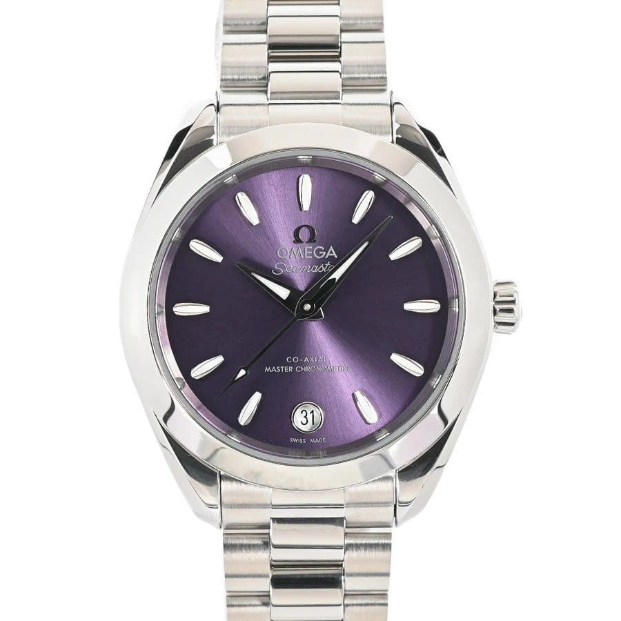 OMEGA SEAMASTER AQUA TERRA WATCH: Omega Seamaster Aqua Terra Watch Brand: OMEGA Type/Style: Wristwatch Material: Case Material N/A Band Material Stainless Steel Color: Dial Color Purple Size: Wrist Size 16.5cm Case Size 30mm Acces