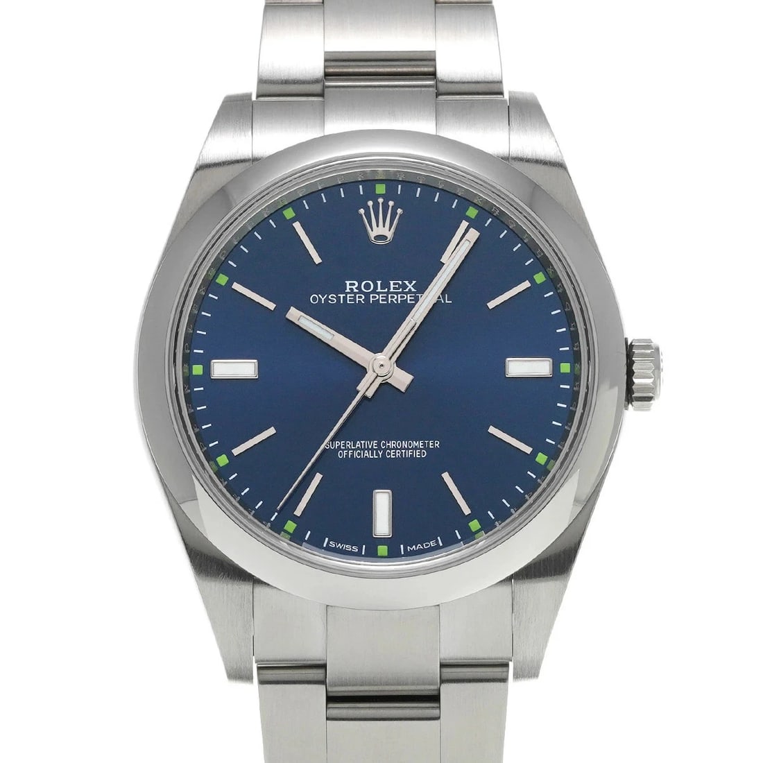 ROLEX OYSTER PERPETUAL BLUE WATCH: Rolex Oyster Perpetual Blue Watch Brand: ROLEX Type/Style: Wristwatch Material: Band Material Stainless Case Material Sapphire Crystal Color: Dial Color Blue Size: Wrist Size 19cm Case Size 39 x 39