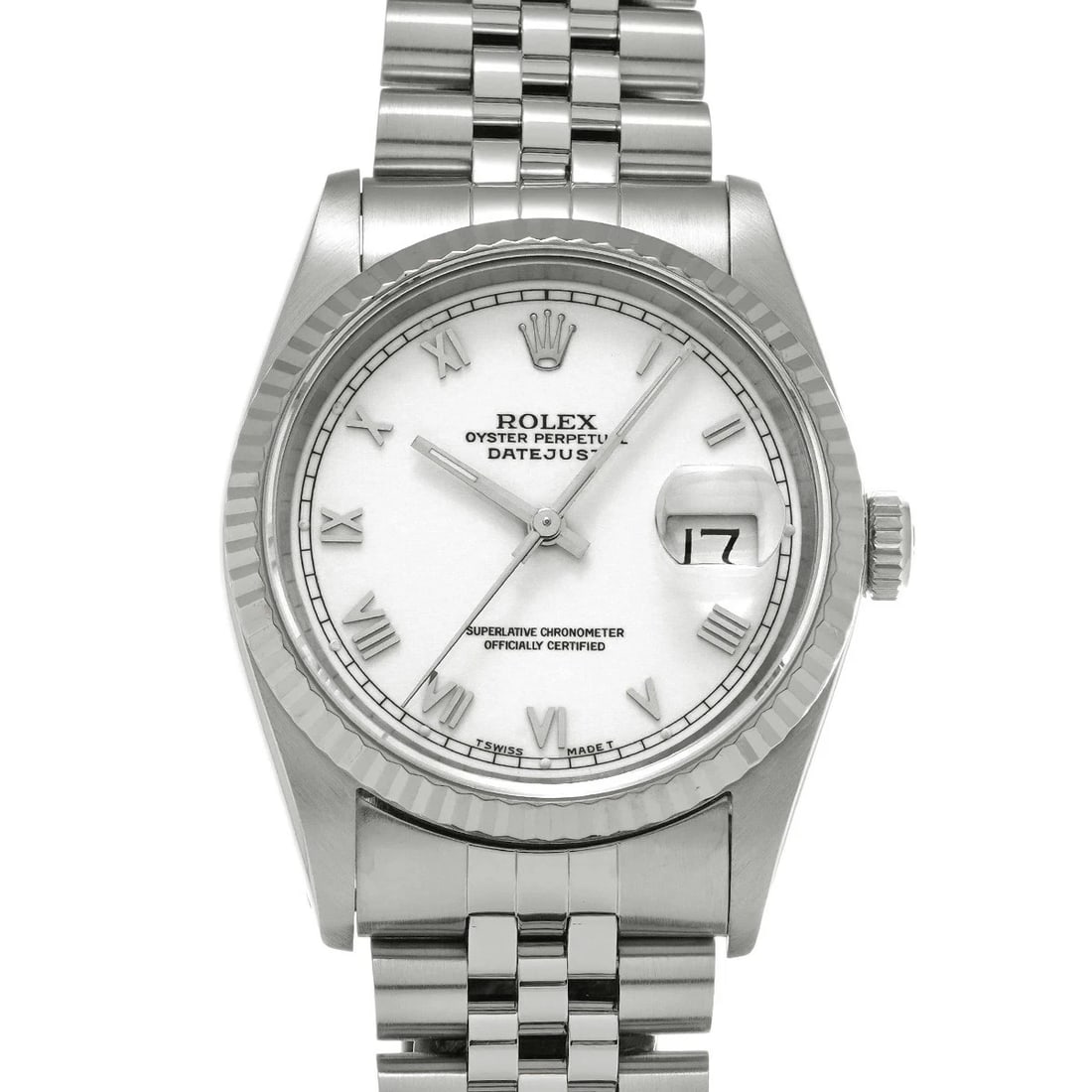 ROLEX DATEJUST WHITE WATCH: Rolex Datejust White Watch Brand: ROLEX Type/Style: Wristwatch Material: Band Material Stainless Case Material Sapphire Crystal Color: Dial Color White Size: Wrist Size 19.5cm Case Size 36 x 36 mm