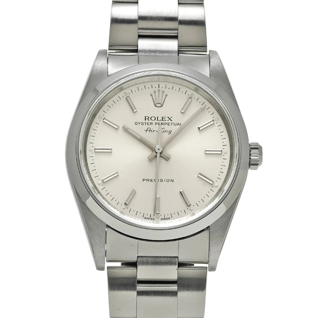 ROLEX AIR KING SILVER WATCH: Rolex Air King Silver Watch Brand: ROLEX Type/Style: Wristwatch Material: Band Material Stainless Case Material Sapphire Crystal Color: Dial Color Silver Size: Wrist Size 19cm Case Size 34 x 34 mm