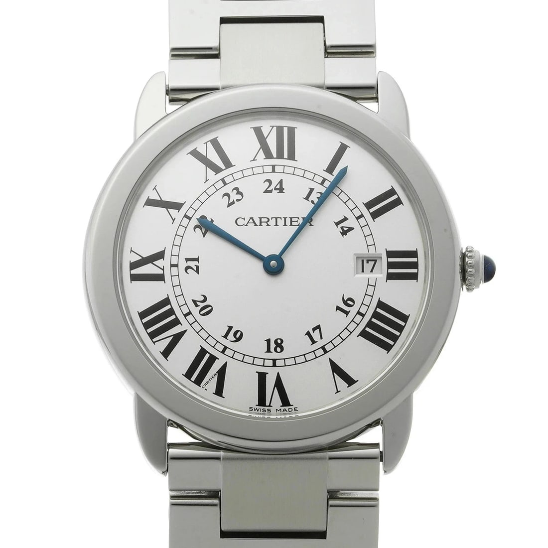 CARTIER RONDO SOLO SILVER WATCH: Cartier Rondo Solo Silver Watch Brand: CARTIER Type/Style: Wristwatch Material: Band Material Stainless Case Material Sapphire Crystal Color: Dial Color Silver Size: Wrist Size 18.5cm Case Size 36 x