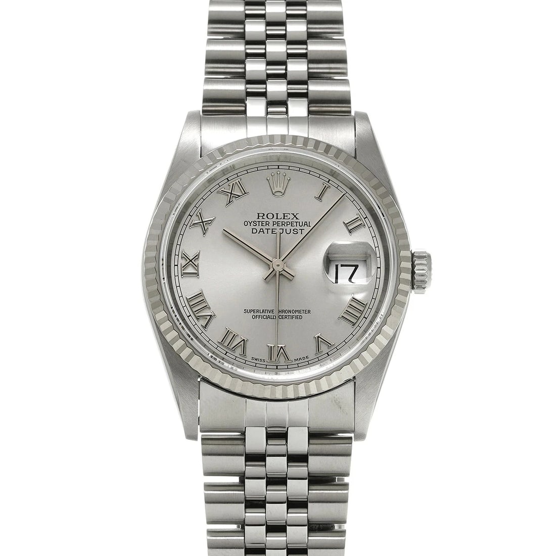 ROLEX DATEJUST SILVER WATCH: Rolex Datejust Silver Watch Brand: ROLEX Type/Style: Wristwatch Material: Band Material Stainless Case Material Sapphire Crystal Color: Dial Color Size: Wrist Size 18cm Case Size 36 x 36 mm