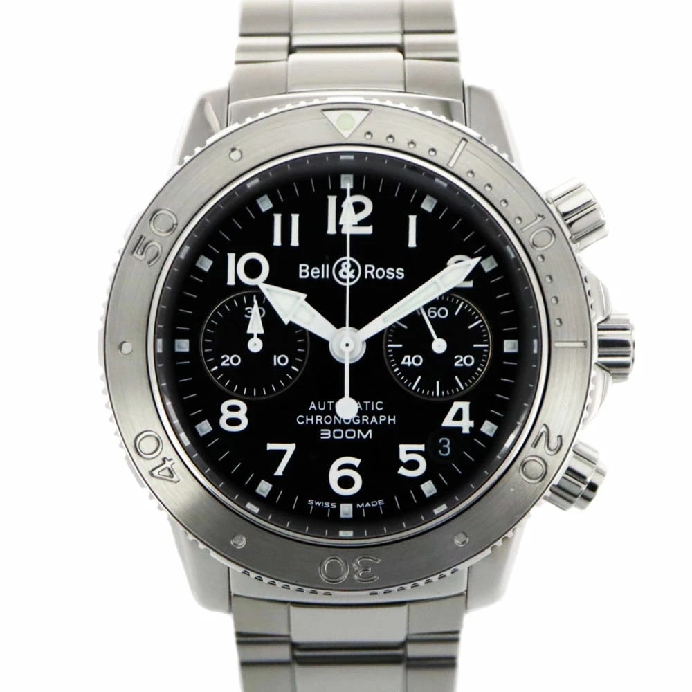 BELL & ROSS CHRONOGRAPH WATCH: Bell & Ross Chronograph Watch Brand: BELL & ROSS Type/Style: Wristwatch Material: Case Material N/A Band Material N/A Color: Dial Color Black Size: Wrist Size 16.5cm Case Size 42.0mm Accessories: